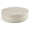 Cozad - Modern Faux Travertine Round Coffee Table