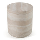 Cozad - Modern Faux Travertine Round End Table