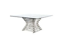 Keaton - Square Modern Glass + Stainless Steel Dining Table