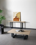 K8963 - Natural Oak + Black Metal Console Table