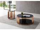 Bryce Modern Smoked Glass & Rosegold Round Coffee Table