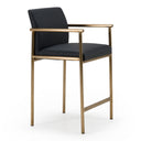 Custer - Modern Black Vegan Leather + Brass Counter Chair