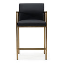 Custer - Modern Black Vegan Leather + Brass Counter Chair