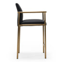 Custer - Modern Black Vegan Leather + Brass Counter Chair