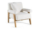 Cynthia - Modern White Fabric + Wood Accent Chair