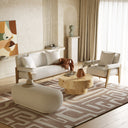 Cynthia - Modern White Fabric + Wood Accent Chair
