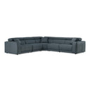 Dalton - Modern Italian Blue Leather Sectional Sofa + Recliners