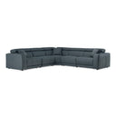 Dalton - Modern Italian Blue Leather Sectional Sofa + Recliners