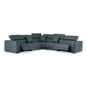 Dalton - Modern Italian Blue Leather Sectional Sofa + Recliners