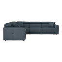 Dalton - Modern Italian Blue Leather Sectional Sofa + Recliners