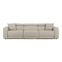 Dalton - Modern Italian Light Grey Leather 4-Seat Sofa + 2 Recliners
