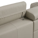 Dalton - Modern Italian Light Grey Leather 4-Seat Sofa + 2 Recliners