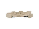 Nizza - Modern Oyster Leather Sectional Sofa + Recliners
