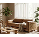 Danson - Modern Tan Leather + Wicker Swivel Accent Chair