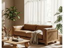 Danson - Modern Tan Leather + Wicker Sofa