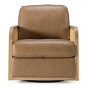 Danson - Modern Tan Leather + Wicker Swivel Accent Chair