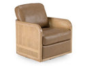 Danson - Modern Tan Leather + Wicker Swivel Accent Chair