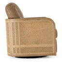 Danson - Modern Tan Leather + Wicker Swivel Accent Chair