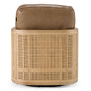 Danson - Modern Tan Leather + Wicker Swivel Accent Chair