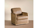 Danson - Modern Tan Leather + Wicker Swivel Accent Chair