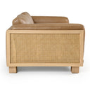 Danson - Modern Tan Leather + Wicker Sofa