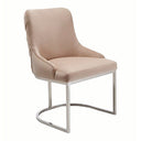 Daria - Modern Beige Velvet and Stainless Steel Dining Chair Set of 2