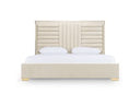 Cartier - Modern Beige Velvet & Brushed Brass Bed