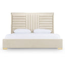 Daystar - Modern Beige Velvet & Gold Bed