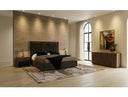 Daystar + Roma - Modern Dark Brown Velvet + Walnut 4-Piece Bedroom Set