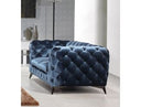 Delilah Modern Blue Fabric Loveseat