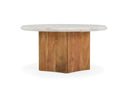 Dillinger - Modern White Marble + Mango Wood Coffee Table