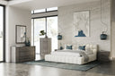 Tyree - Modern Tufted Off-White Fabric Bed
