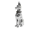 Doberman Dog - Silver Fiberglass Sculpture