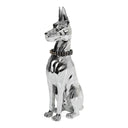 Doberman Dog - Silver Fiberglass Sculpture