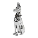 Doberman Dog - Silver Fiberglass Sculpture