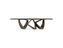 Dollemore - Modern Faux Travertine Ceramic + Antique Brass Dining Table