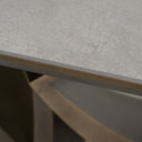 Dollemore - Modern Faux Travertine Ceramic + Antique Brass Dining Table