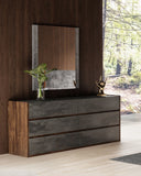 rado - modern walnut & volcanic slate 4-piece bedroom set