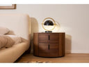 Chelton - Contemporary White Ceramic & Walnut Oval Nightstand