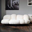 Glaster - Contemporary White Sherpa 88" Bubble Sofa