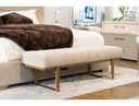 Robles - Modern Beige Fabric + Antique Brass Dining Bench