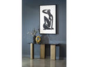 Quest - Modern Black Rose Marble + Antique Brass Console Table