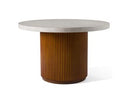 Duncan - Modern Faux Concrete + Walnut Round Dining Table