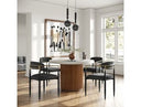Duncan - Modern Faux Concrete + Walnut Round Dining Table