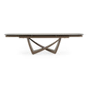 Dunster - Contemporary Beige Ceramic + Metallic Grey Extendable Dining Table