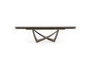 Dunster - Contemporary Beige Ceramic + Metallic Grey Extendable Dining Table