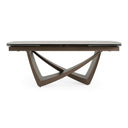 Dunster - Contemporary Beige Ceramic + Metallic Grey Extendable Dining Table
