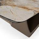Dunster - Contemporary Beige Ceramic + Metallic Grey Extendable Dining Table