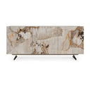 Dunster - Contemporary Beige Ceramic + Metallic Grey Extendable Dining Table