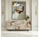 Dunster - Contemporary Beige Ceramic + Metallic Grey Extendable Dining Table